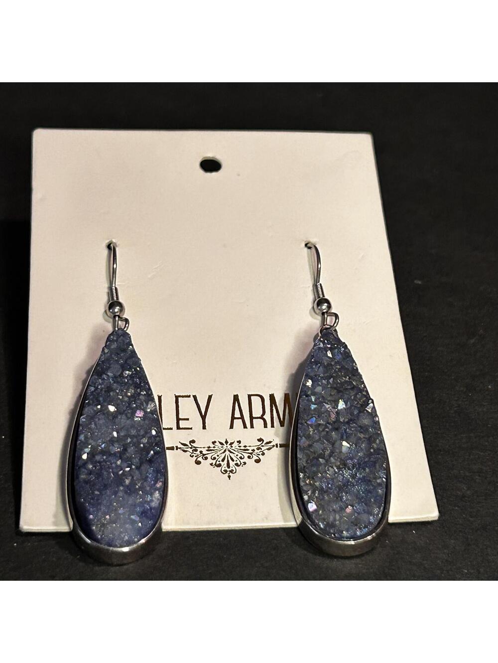 Kinsley Armelle Royal Quartz Druzy Collection Purple Drop Earrings Sparkle